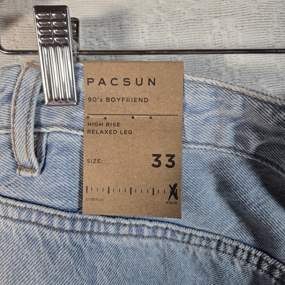 PacSun 90s Boyfriend Jeans Womens 33S Light Blue Distressed High Rise Relaxed - Picture 7 of 12